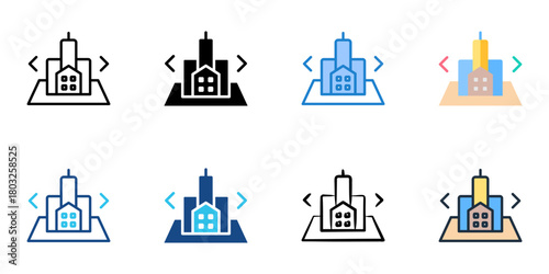 Real estate portfolio icon set multiple style collection 
