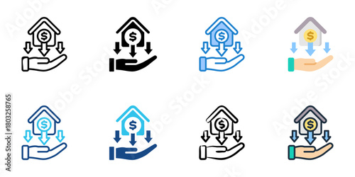Real estate negotiation icon set multiple style collection 

