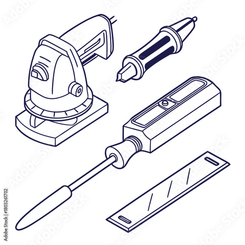 Set of woodworking tools isolated on