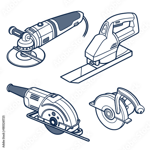 Set of power tools isolated on in vector format