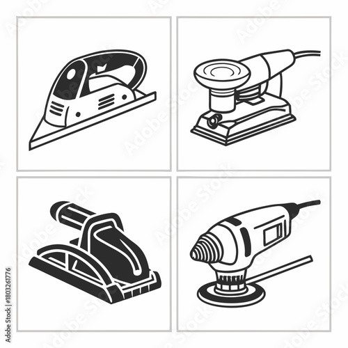 Set of four different sanders isolated on