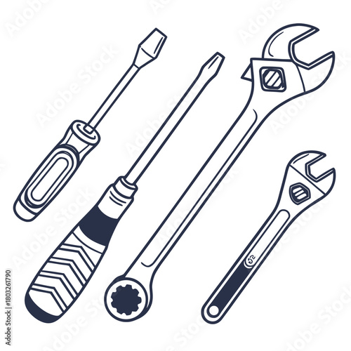 Illustration of hand tools isolated on for home improvement