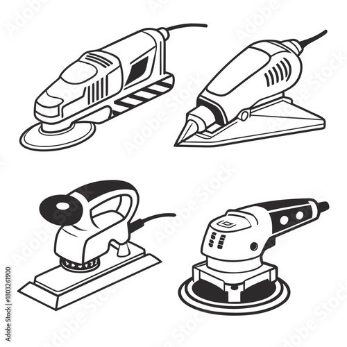 Set of sander isolated on