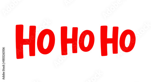 Vibrant red 'Ho Ho Ho' text on a clean white background, capturing the playful and joyful spirit of Santa Claus and holiday greetings, ideal for festive seasonal designs