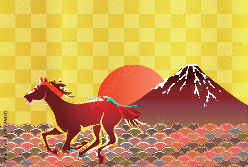 午　年賀状　干支　背景