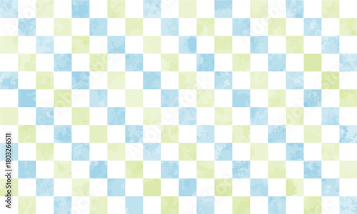 爽やかなブルーとグリーンの市松模様背景　ベクター