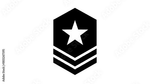 Vector illustration of black chevron with a white star and three stripes isolated on transparent background