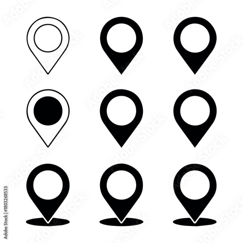Collection of location pin map pointer icon vector illustration for gps navigation and destination 100