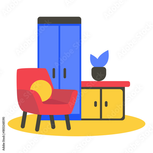 This furniture illustration is suitable for Cyber Monday.