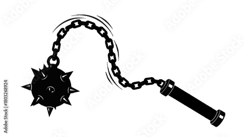Vector illustration of black mace weapon icon isolated on transparent background 