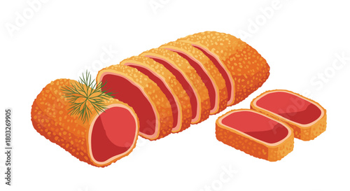 Photos Delicious sliced breaded meat appetizing food culinary delight.