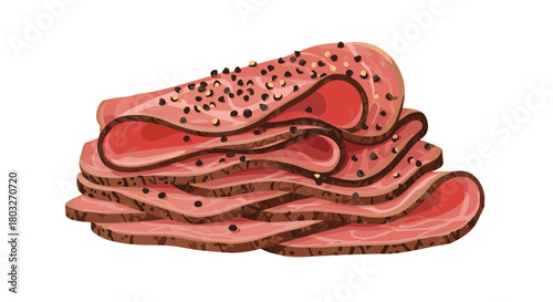 Pile of delicious sliced ham perfect for sandwiches and meals.