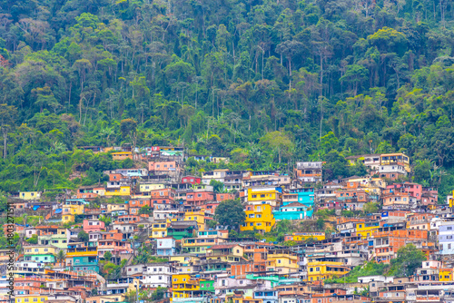 Wallpaper Mural Mountains with favelas houses tropical nature Angra dos Reis Brazil. Torontodigital.ca