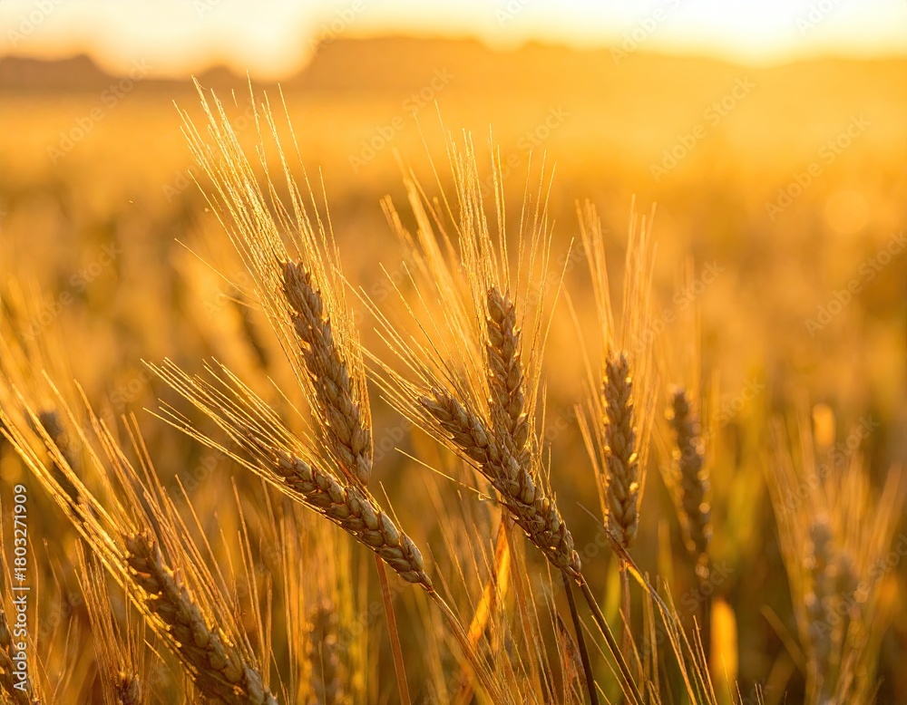 Obraz premium Golden Wheat Field at Sunset