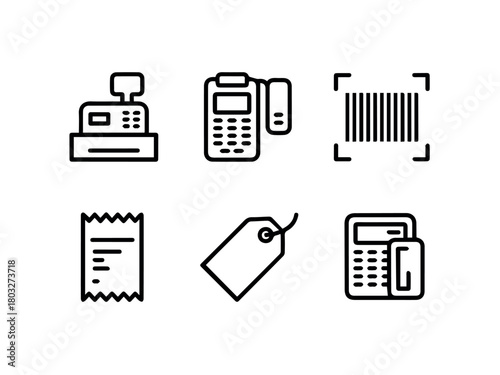 Cashier machine pos terminal barcode receipt tag payment terminal icon vector illustration design 100