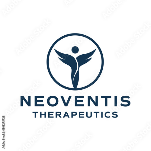 Abstract human figure with uplifted arms inside a circular frame, symbolizing healing, renewal, and therapeutic wellness. Ideal for health and medical branding. Editable Vector File
