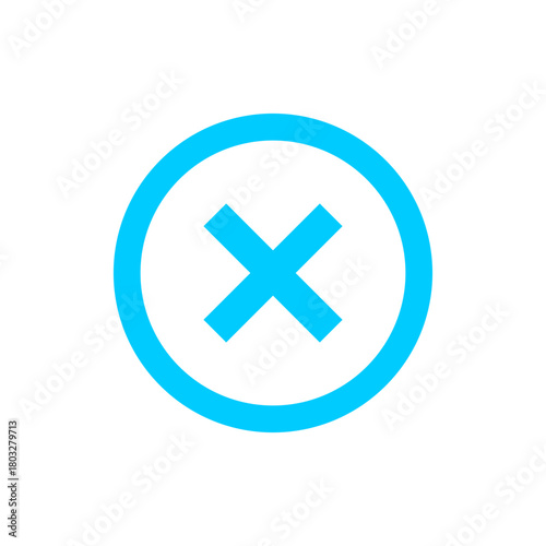 Error cross mark in a circle, isolated on a white background, representing wrong choice, cancel, close, or denial