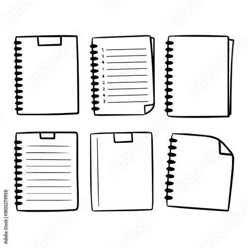 Hand drawn notepad vector illustration for notes taking and organization printable template design element