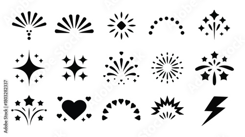 black floral vector silhouettes set of decorative plant designs