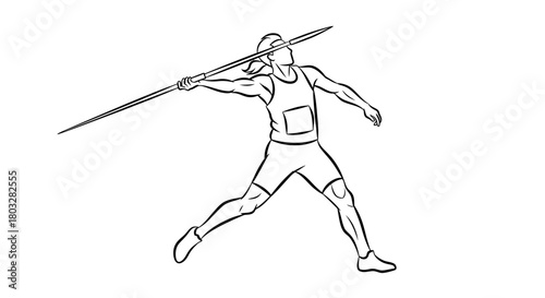 Clean outline of athlete throwing javelin, extended dynamic form