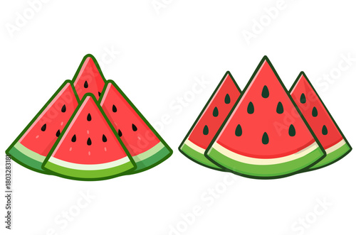 Watermelon Slices Isolated on White Background