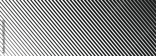 Oblique line halftone gradation texture. Fading diagonal stripe gradient background. Slanted pattern backdrop. Thin to thick stripe vanish backdrop for overlay, print, cover, graphic design. Eps10