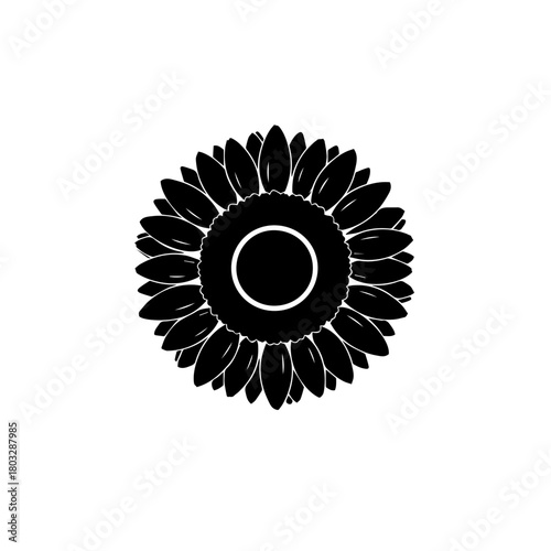Silhouette of a Sunflower in Full Bloom