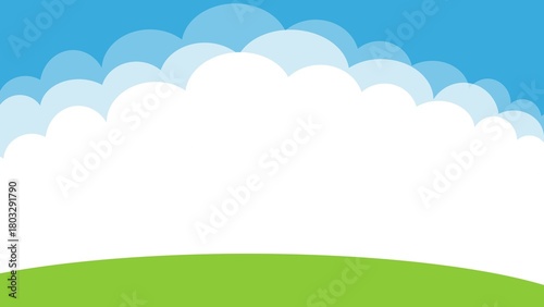 Blue sky with clouds cartoon background, simple landscape scene