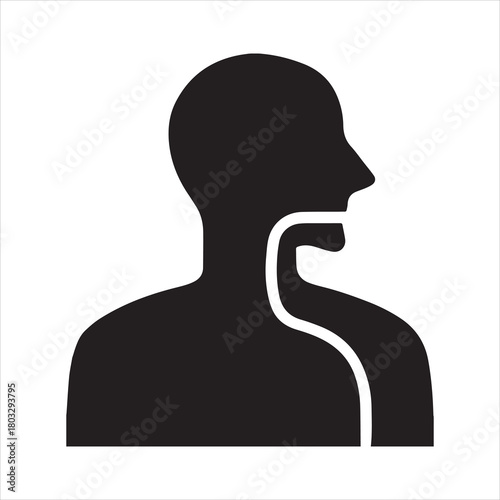 Esophagus Vector Silhouette Icon