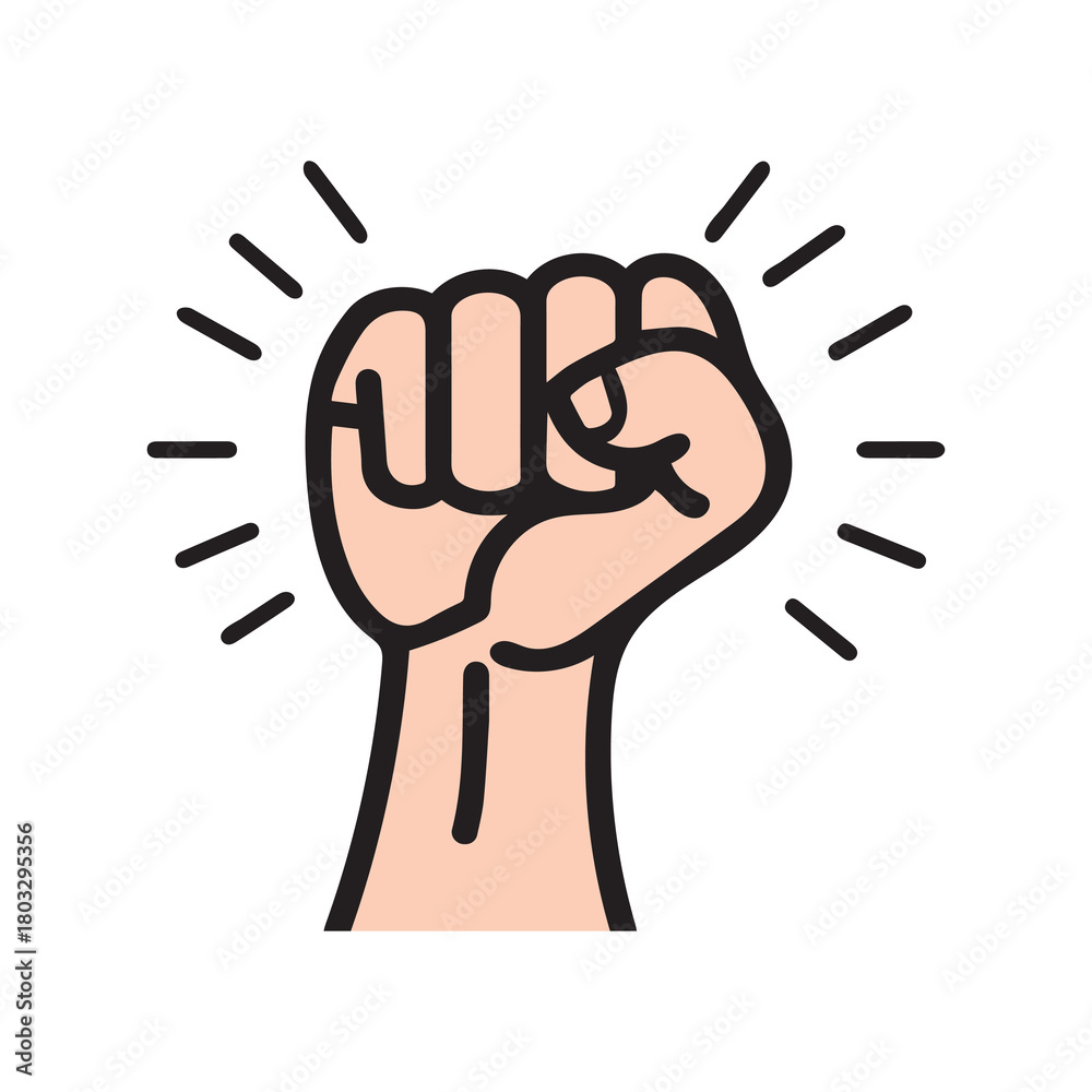 Obraz premium Fight hand human strong icon. Freedom stain black outline design.