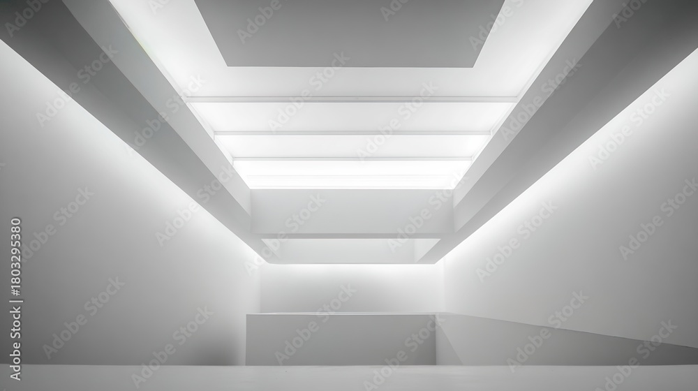 custom made wallpaper toronto digitalasymmetry. Minimalist white architectural space with clean geometric lines and subtle shadow interplay, real-estate listings.