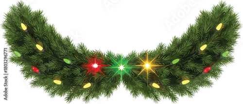 Christmas Festive Garland with Illuminated Lights for Holiday Decorations and Celebrations