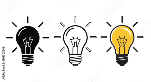 Inspiring lightbulb ideas with yellow glow, innovation, and creativity