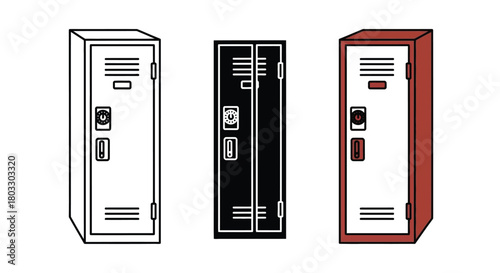 Secure stylish lockers for schools, gyms or offices in vector format
