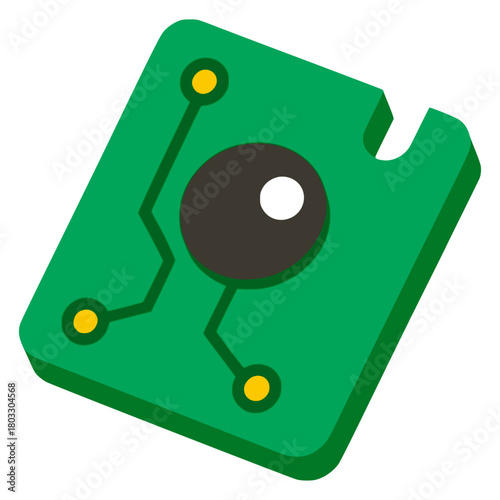microprocessor chip technology flat color vector illustration template design