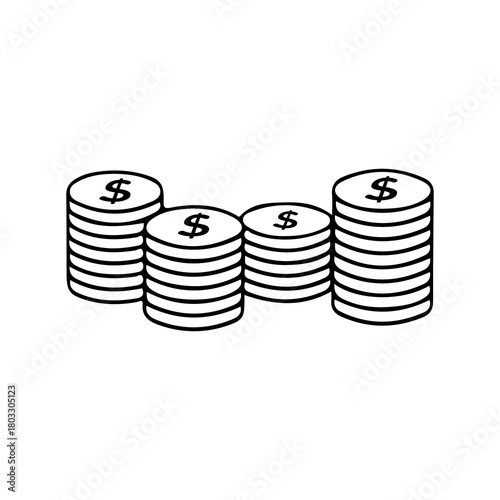 Handdrawn Money Gold Coin Business icon symbols Sales Logo