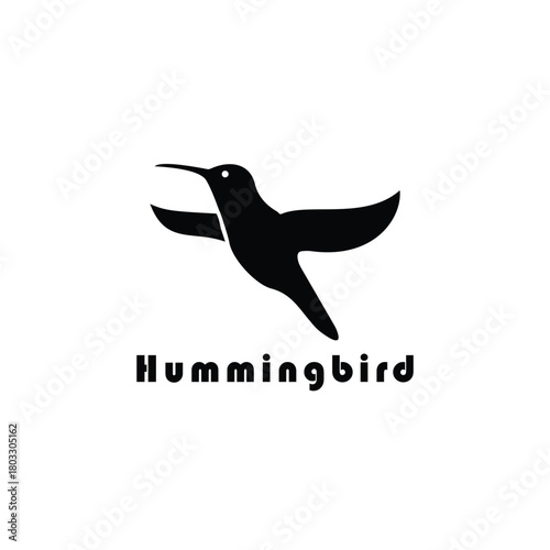silhouette flying hummingbird colibri logo design vector illustration