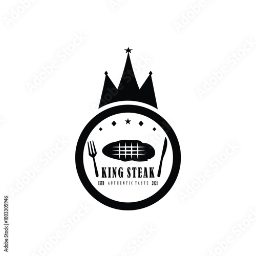 Steak king silhouette logo design vector illustration