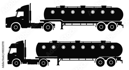 Powerful tanker trucks transport liquids across logistics networks