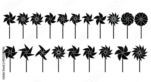 Whimsical pinwheel silhouettes for playful designs, perfect for spring