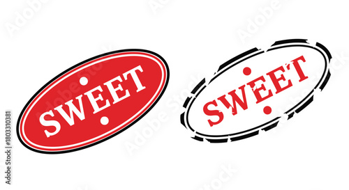 Two sweet stamps showing sweet flavor perfect for food packaging design