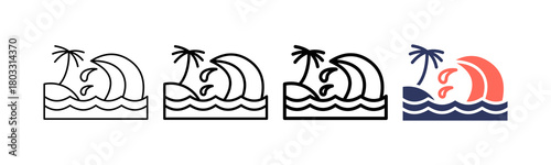 Tsunami multi outline icon