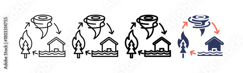 Natural Disaster  multi outline icon