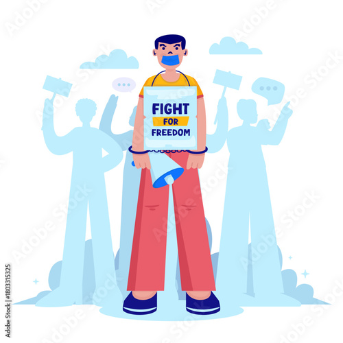 Fight for Freedom of Free Speech Protest Vector Illustration