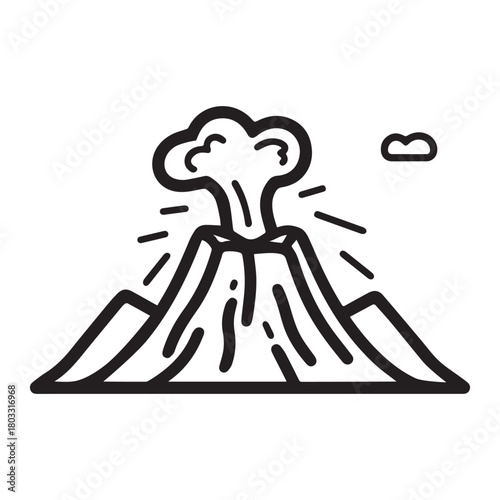 Volcano mountain icon nature light and black vector design.