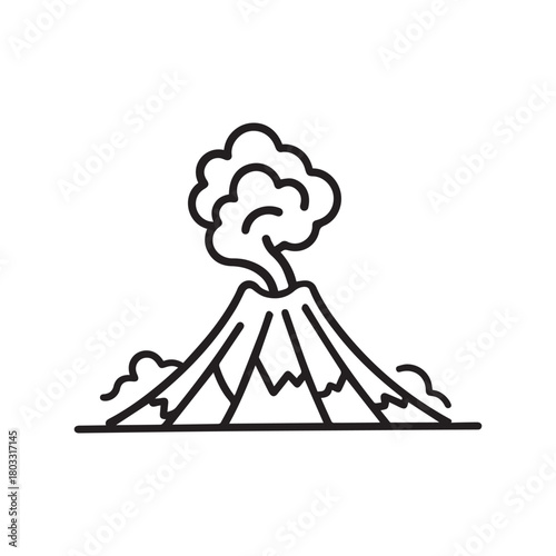 Volcano mountain icon nature light and black vector design.