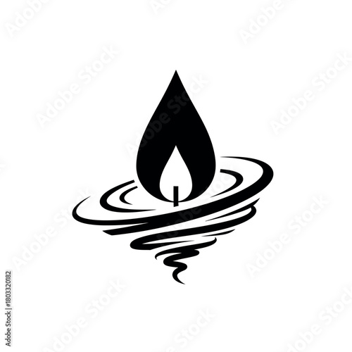 Abstract flame vortex symbol of transformation and energy.