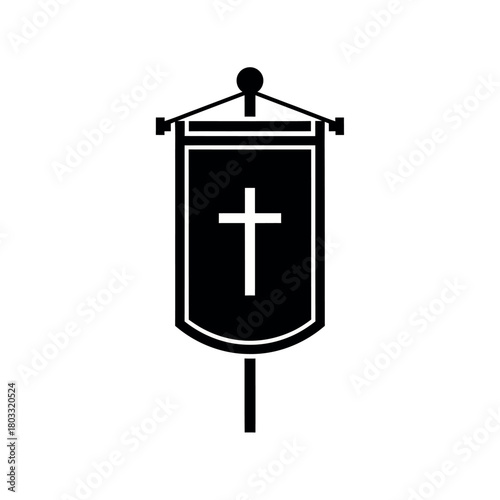 Christian banner with cross for religious events and celebrations.