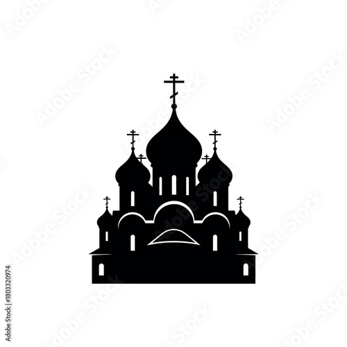 Orthodox Church Cathedral Silhouette Icon.