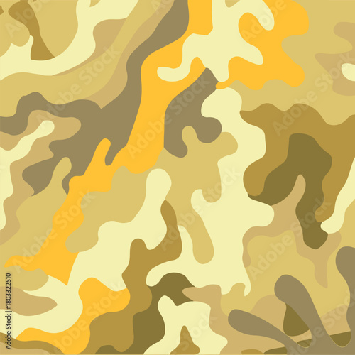 Abstract camouflage pattern in yellow brown and beige
